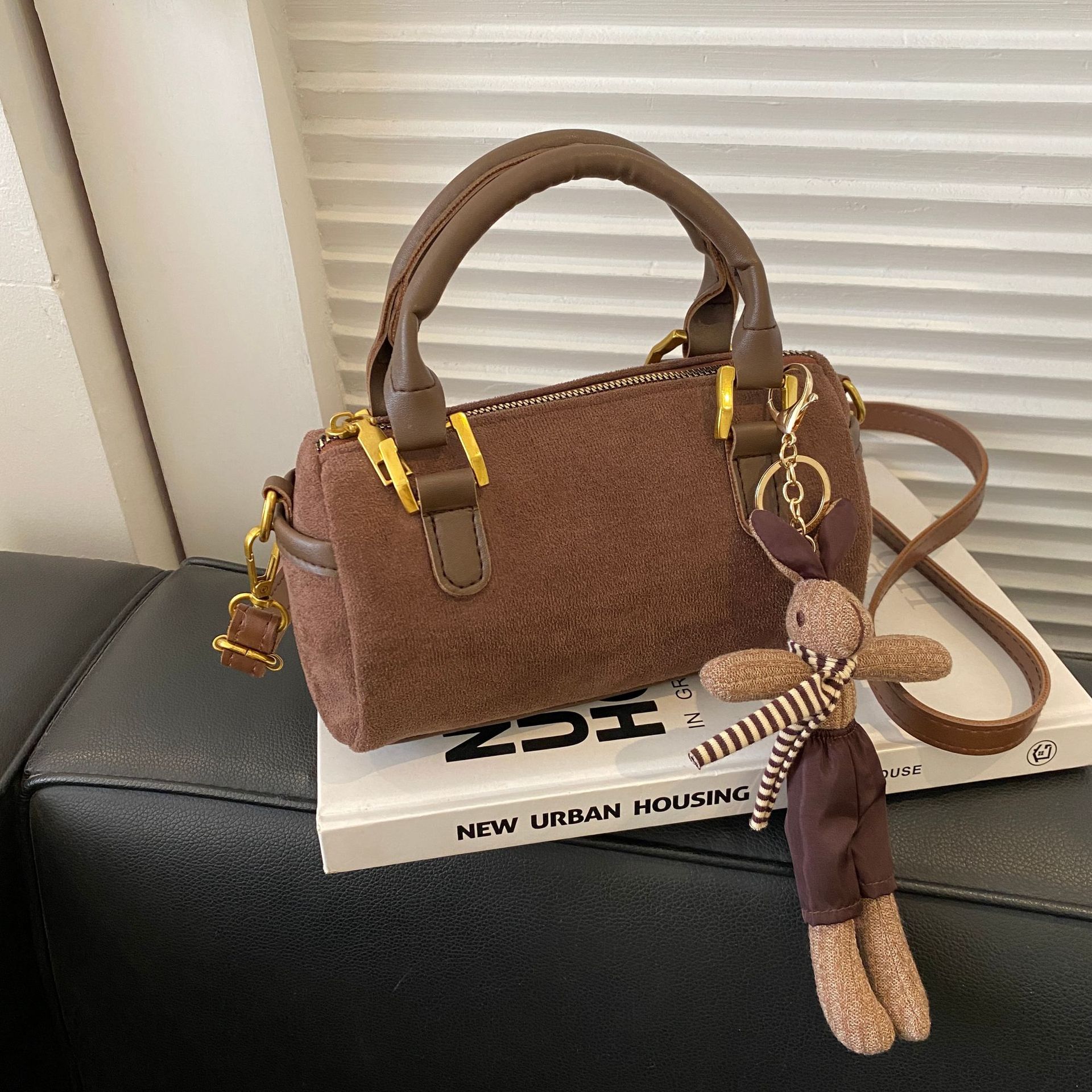 Simple Design Woolen Tote Bag for Women - Chic Cylinder Crossbody Purse, Lightweight Retro Shoulder Bag Free Delivery