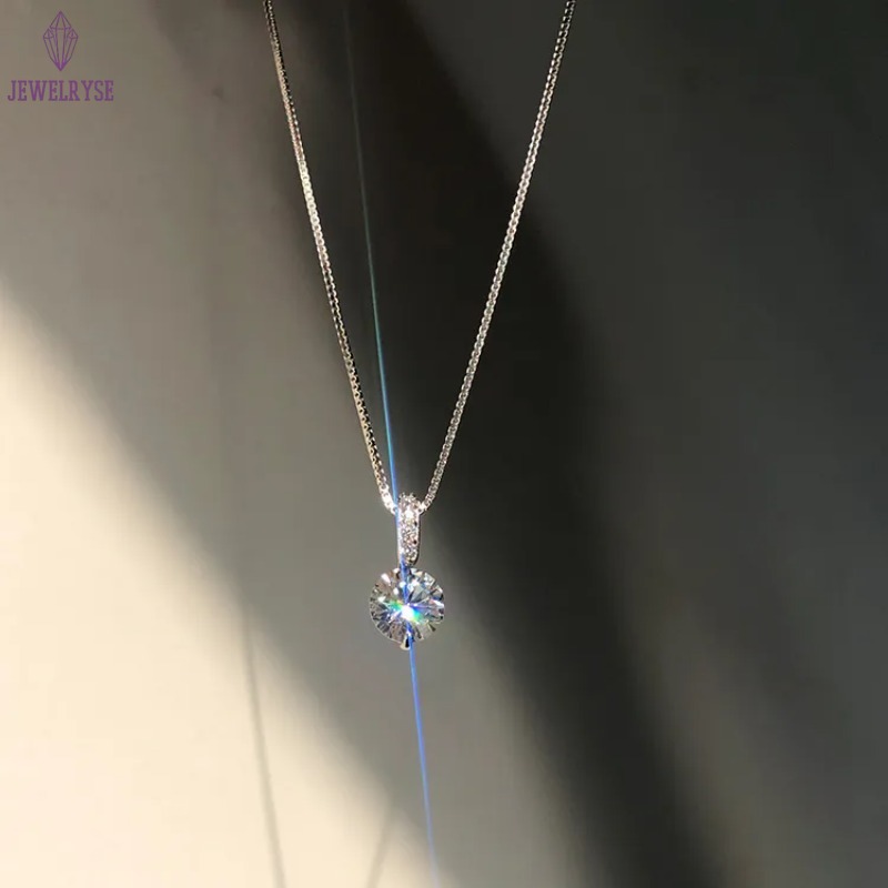 1CT Simple Fashion Diamond Pendant Sweet Cute Jewelry 925 Sterling Silver Soltaire White 5A Cubic Zircon Gemstones Party Beach Women Clavicel Necklace