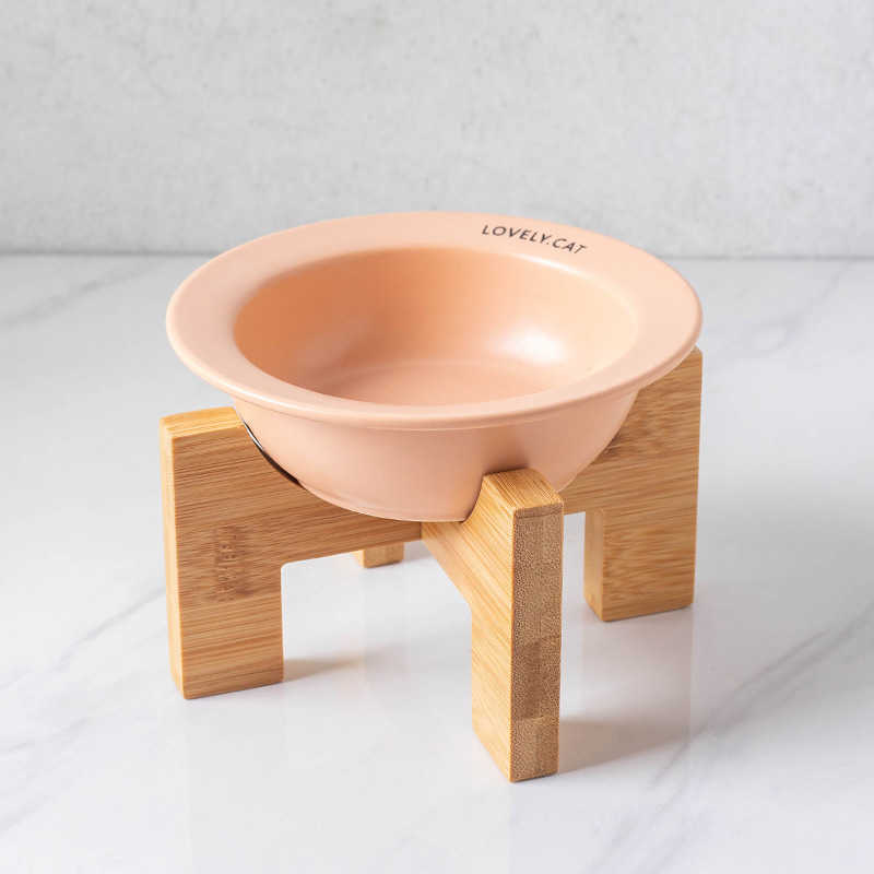Cat dish bowl pet bowl ceramic cat bowl stand protects cervical vertebrae slanted cat feeding bowl pet wooden stand water bowl dog bowl L251129
