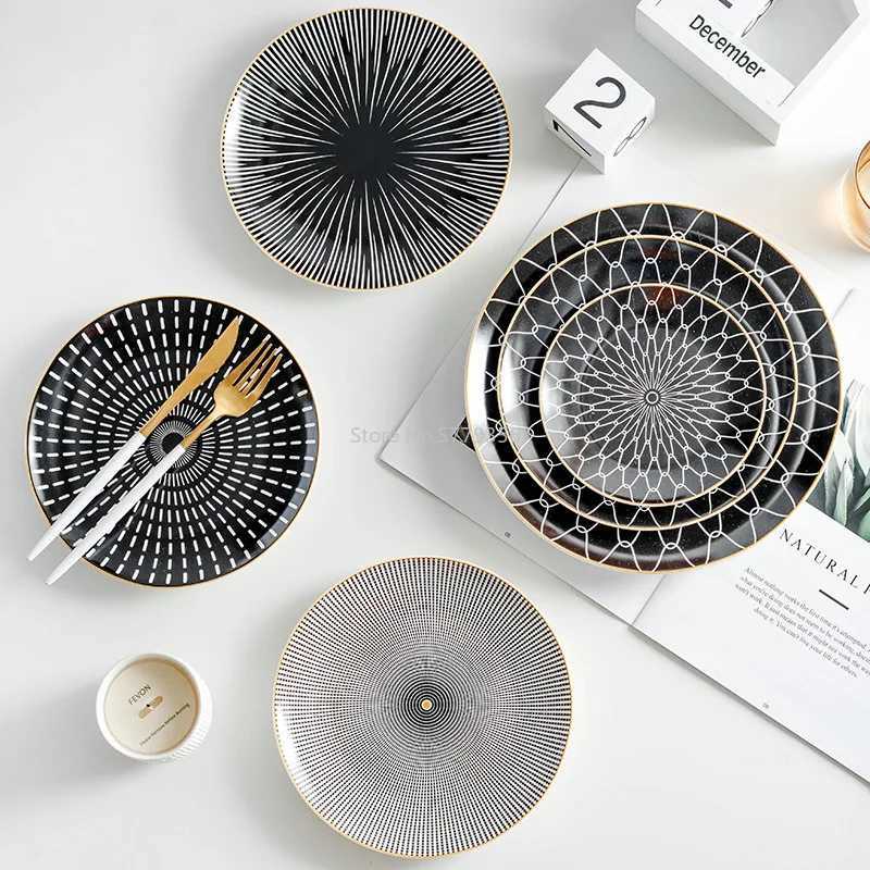 Luxury Nordic Style Household Ceramic Western Plate Steak Flat Dish Fruit Plate Decorative Ceramica Teller Porzelan Set 1PC Y251129