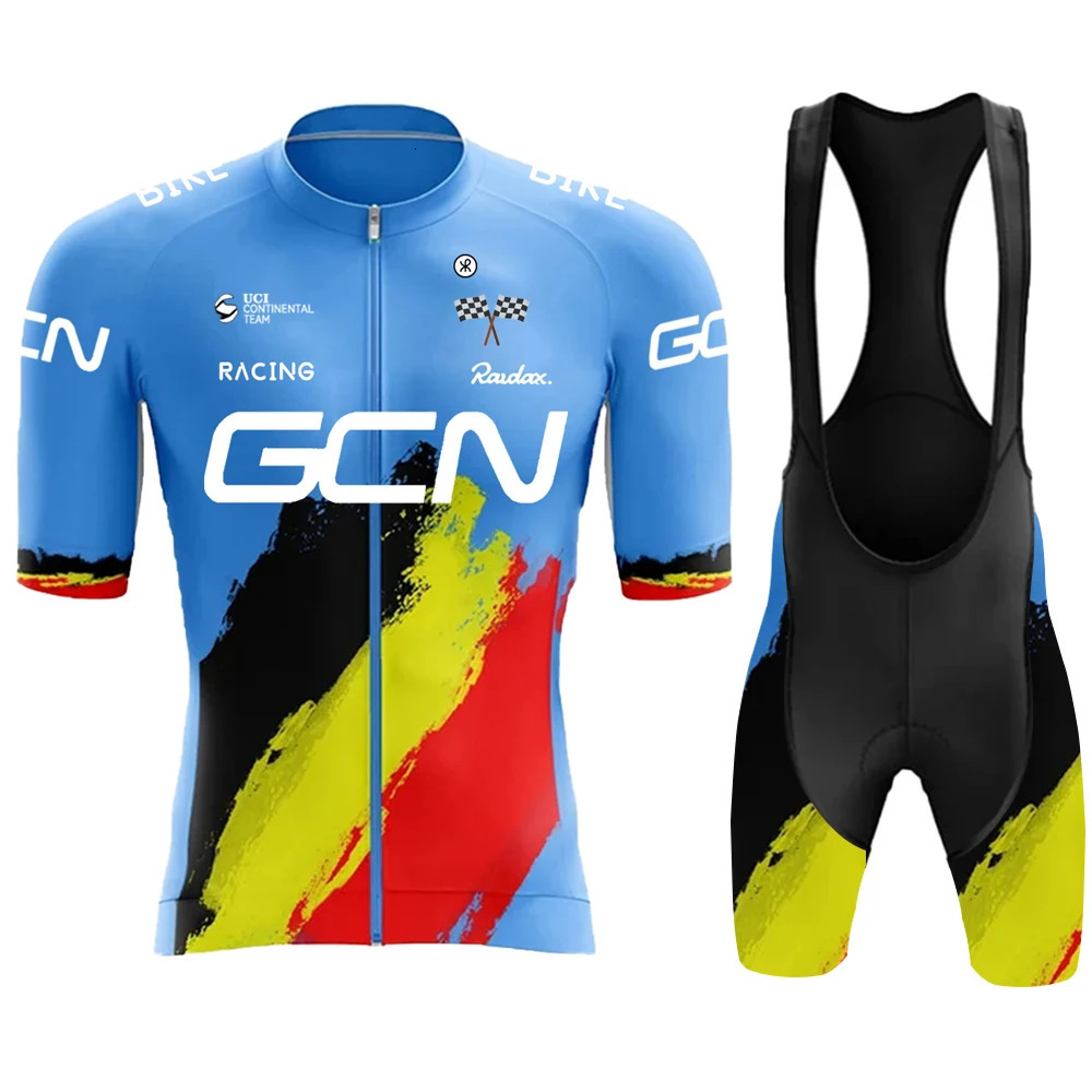 Mens Summer Cycling Short Sleeved Road Bike Breathable Shirt Cycling Team Training Suit Bib Shorts Quick Drying Set 250429