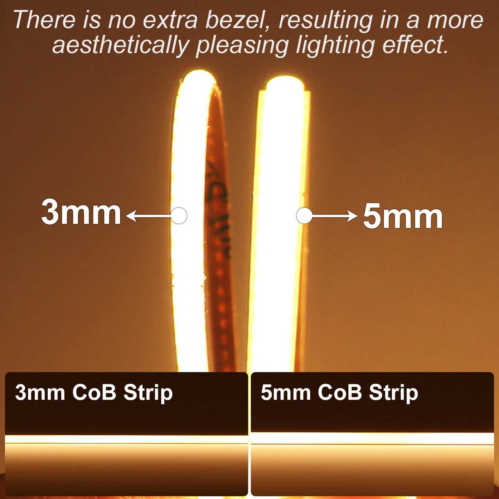 DC5V USB LED Strip 3mm 5mm COB LED Strip Light Flexible Ribbon LED Tape TV Backlight 3000K 4000K 6000K LED Strip Home Decoration M251129