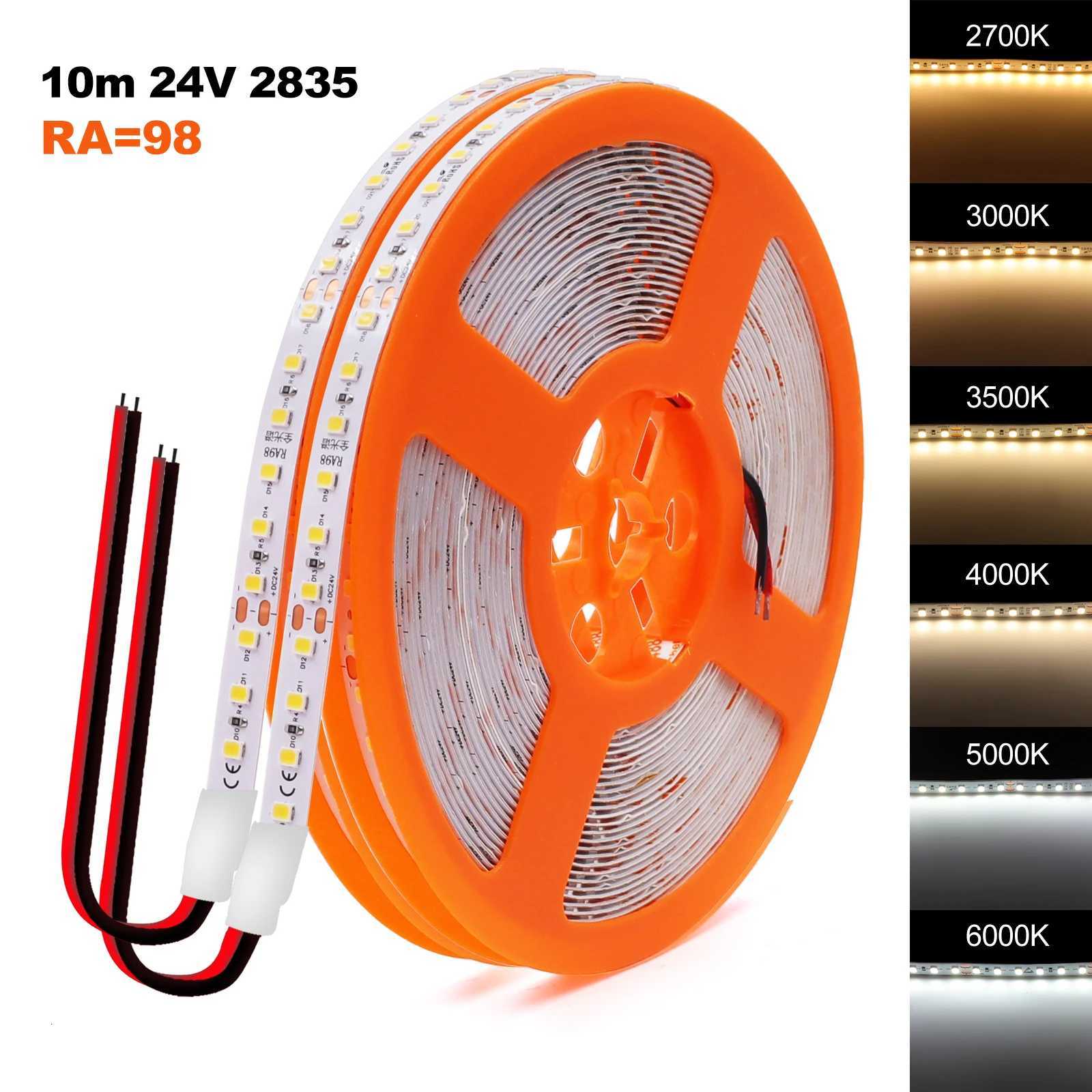 RA98 LED Strip 24V 12V 8MM PCB Full Spectrum 2700K 3000K 3500K 4000K 5000K 6000K No Flicker 2835 120Leds/M Ribbon Tape Light M251129