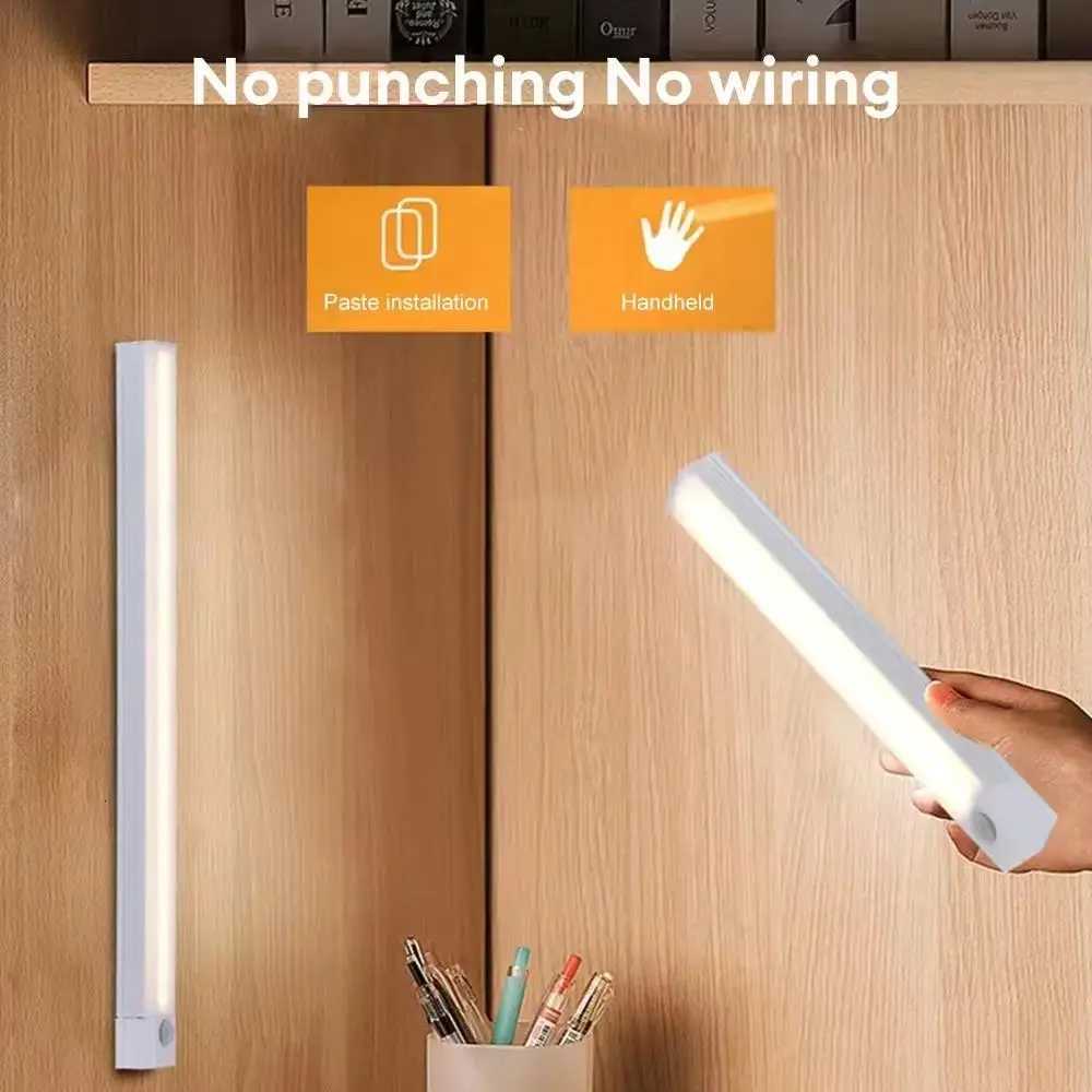 USB Rechargeable Motion Sensor LED Light Magnetic Dimmable Bar Lamp with 3 Modes for Wardrobe Bedside Stairs Cabinet Lighting M251129