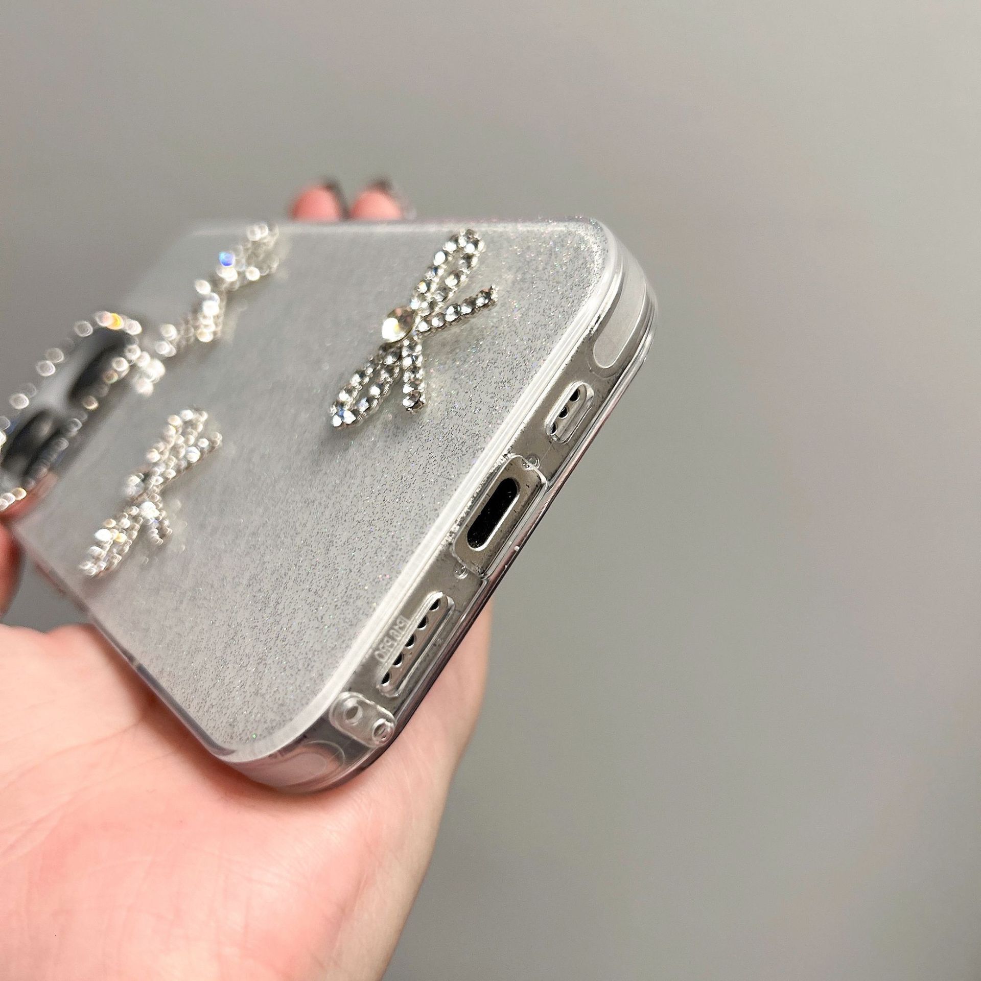 Bowknot Phone Case iPhone 16 Pro Max Compatible with Apple 15/14/13 Pro 3D Glitter Rhinestone Protective Case