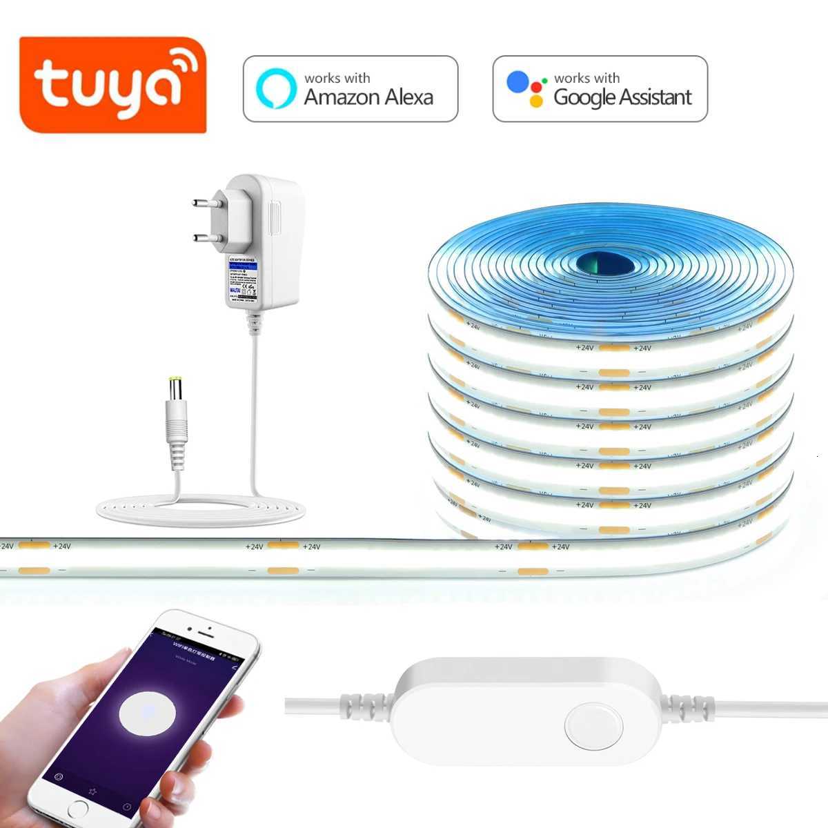 3M 5M 10M 24V COB LED Strip Light Tuya WiFi Smart Life App Control Dimmable Work With Alexa/Google Home DIY Room Backlight Decor M251129