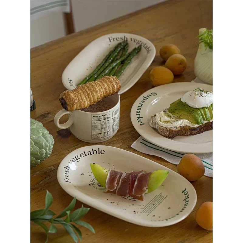 Luxury Alphabet Circle Ceramic Plate Bowl Tableware Household Various Butter g Water Cup Creative Household Dish Soup Plate Cup Y251129