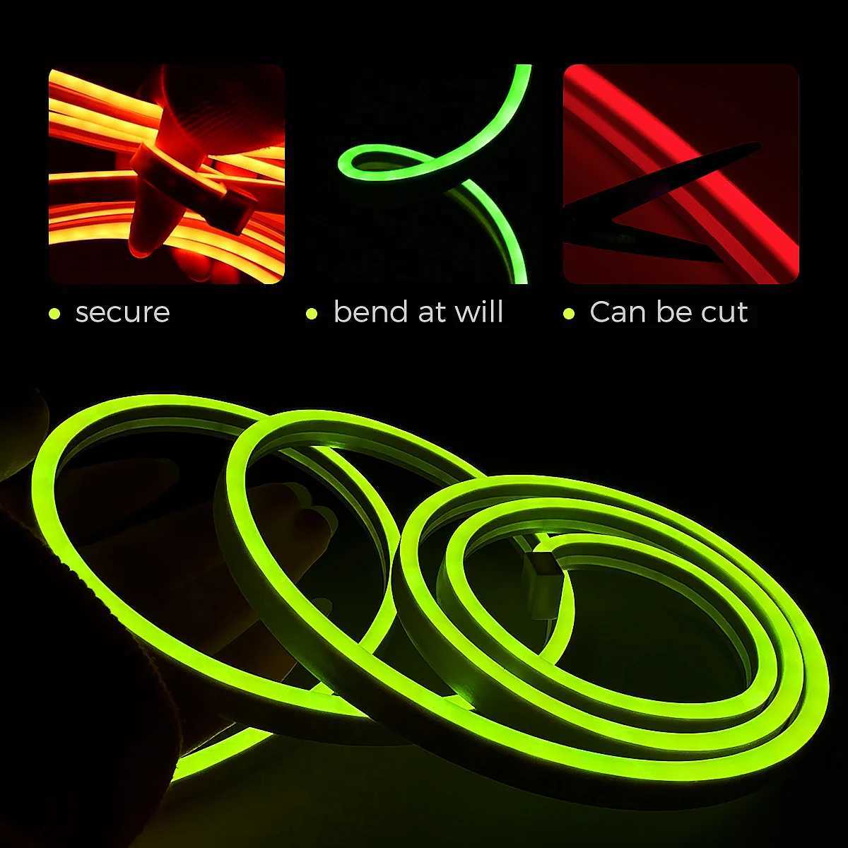 10m USB RGB LED Neon Light Strip 5V 72LEDs/m Silicone Bluetooth Rope with Remote APP Music Sync Waterproof TV Backlight Decor M251129