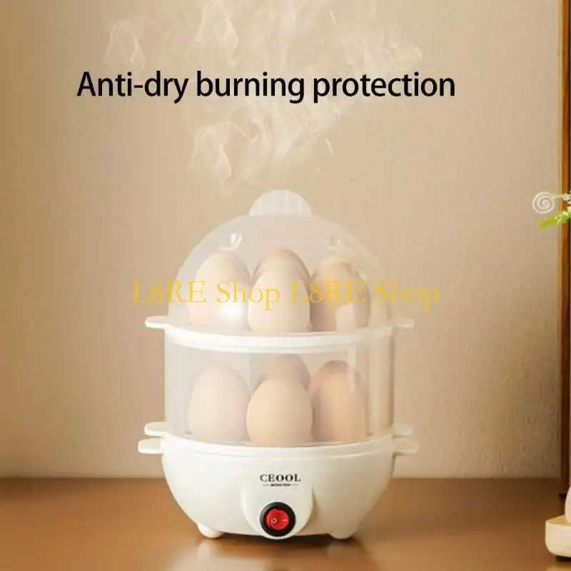 L8RE Eggs Cooking Appliance Double Layer 14 Eggs Tray Steam Dumplings Omelets Poacher Dishwasher Safe Electric Eggs Cooker C251129
