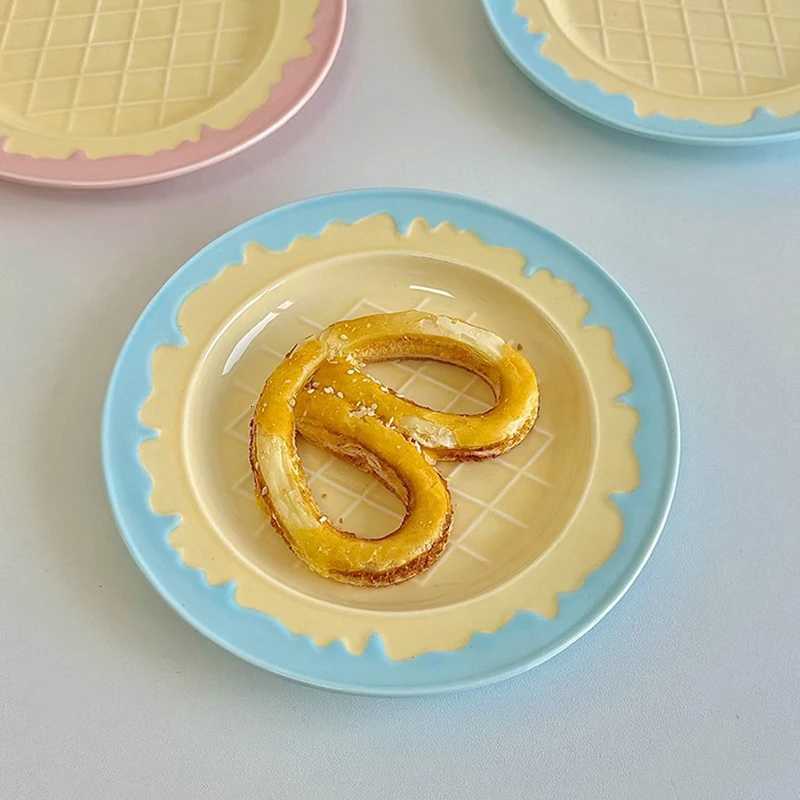 Luxury Nordic Style Tableware Household Patchwork Breakfast Plates 2025 New Simple Ceramic Dish Shaped Dessert Plate Y251129
