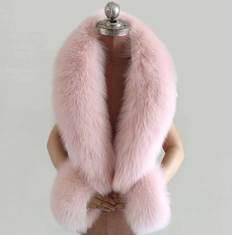 Winter Natural Fox Fur Scarf And Cuff Set Women Jacket Fur Collar Authentic Neck Warm Scarves Luxury Fluffy Fox Fur ShawlJ251129