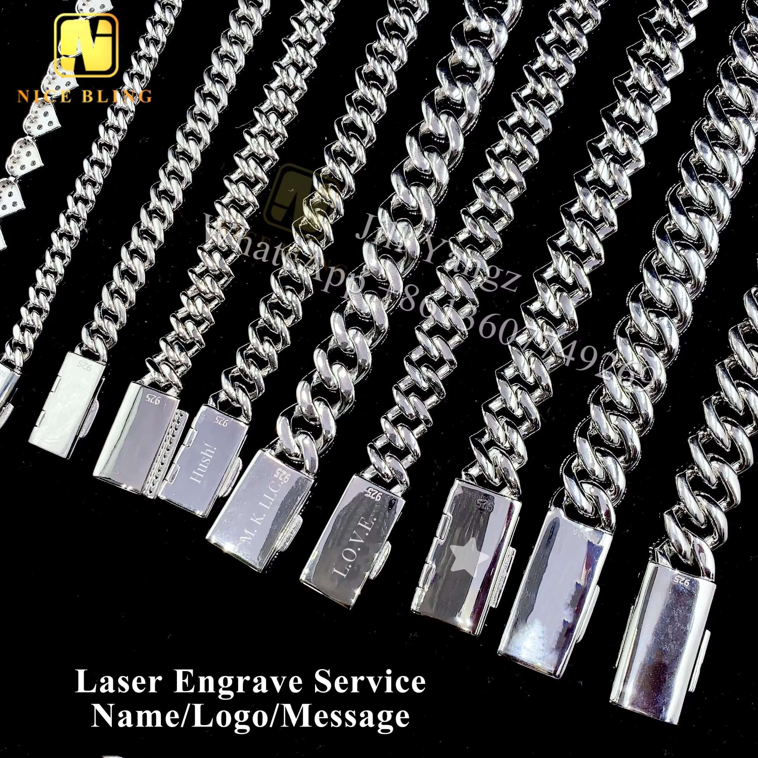 Nice Bling Jewelry Affordable Moissanite Cuban Bracelet Ready Stock 6mm to 14mm Hip Hop Rock Moissanite Cuban Chain 925 Silver