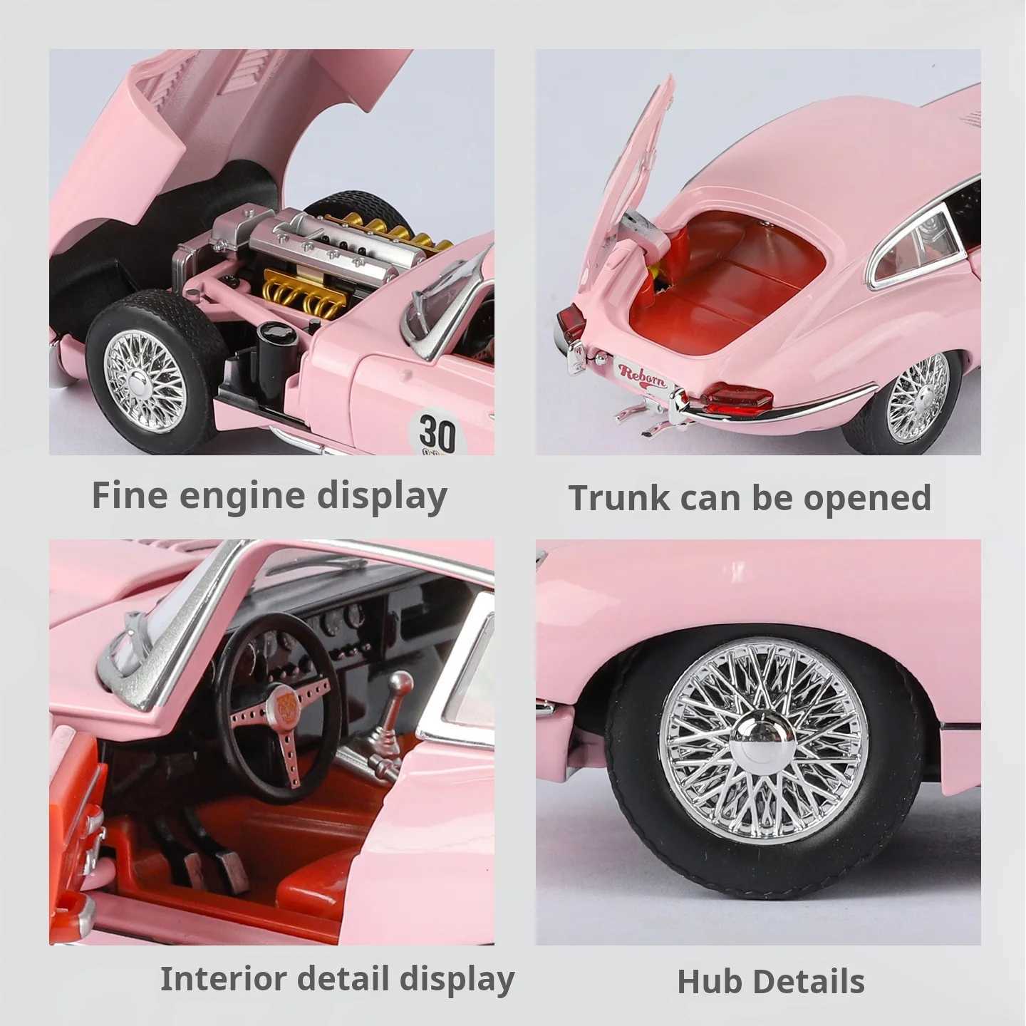 Alloy model car Retro 124 Jaguar E-TYPE Diecast car Model with Sound Light Pull Back Boys Gift collectible ornaments toys J251129