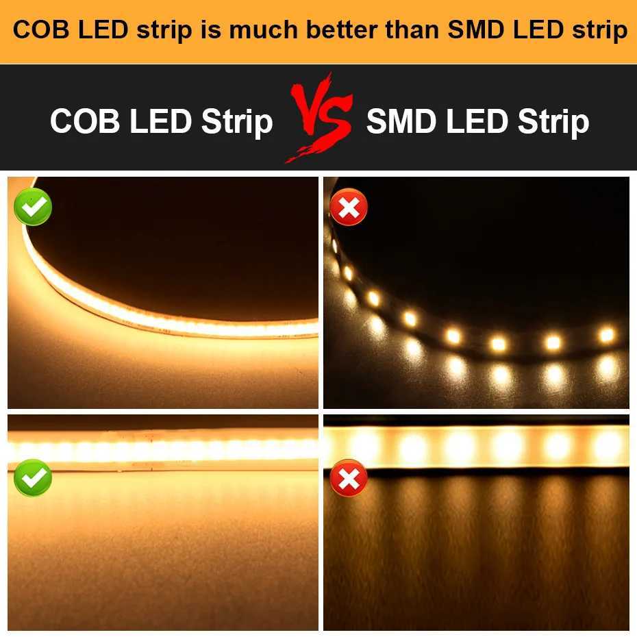 DC12V Ultra-Thin 8mm COB LED Strip 320LEDs/m 05m-5m Dimmable with 3-Key Control for Under Cabinet Showcase Lighting Install M251129