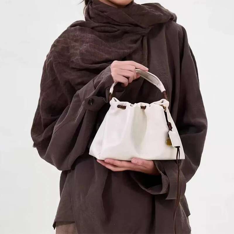 Drawstring Tote Light Brand New High-quality Leather Simple Advanced Versatile Women's Handbag Shoulder Messenger Bag