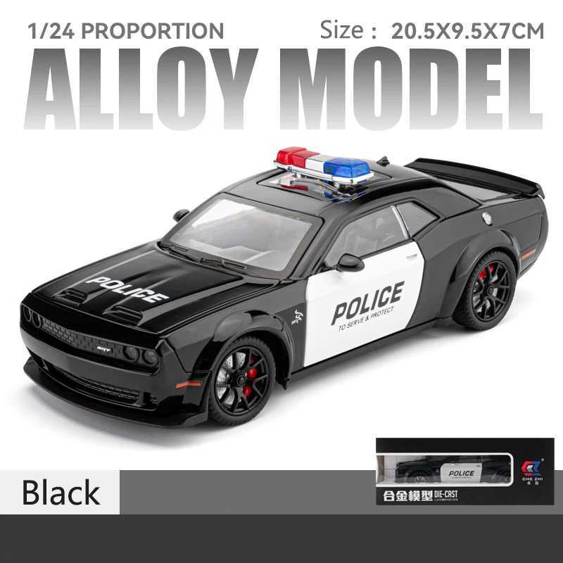 124 Simulated Dodge Hellcat Police Car Model Sound And Light Pull-Back Toy Car Metal Sports Car Boys Collection Ornaments Gift J251129