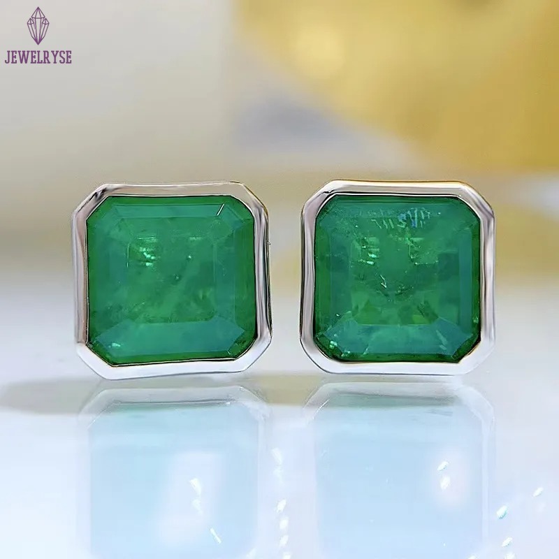 Choucong Top Sell Handmade Stud Earrings Simple Fine Jewellery Real 100% 925 Sterling Silver Large Princess Cut 3CT Emerald Party Ladies Earring Gift