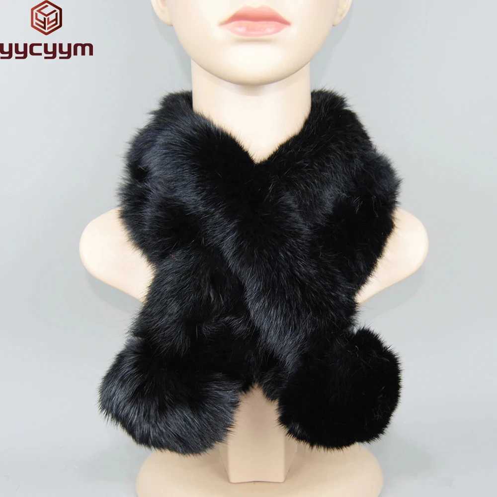 2025 New Russian Women Genuine Rabbit Fur Scarf Winter Ladies Warm Real Rabbit Fur Muffler Fluffy Pompoms Natural Fur ScarvesJ251129