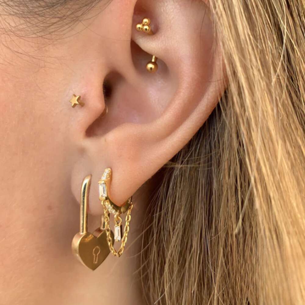 S pure sier geometric tassel chain square zircon pendant new temperament earrings for women