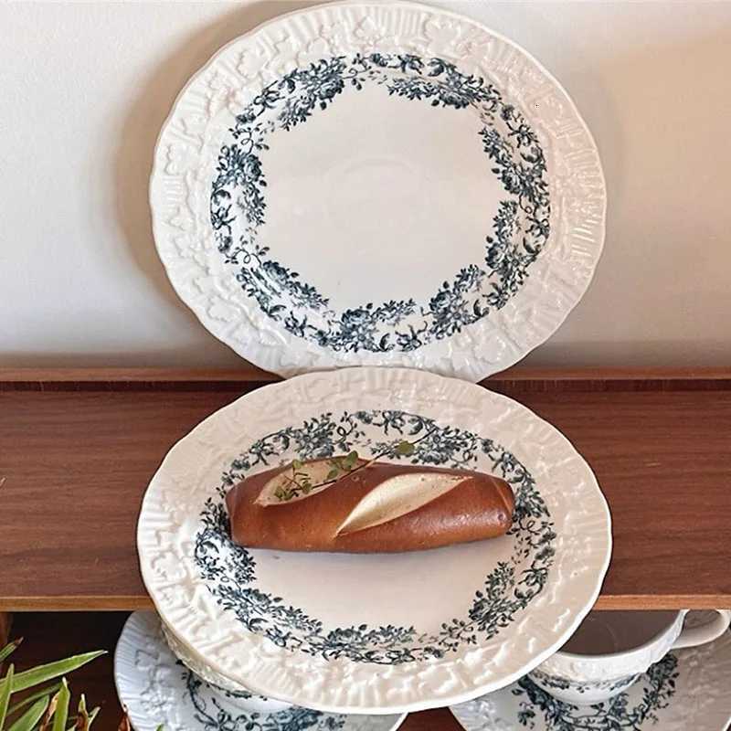 Luxury French Style Ceramic Plate Household 8 Inch Vintage Rantic Grapevine Dessert Dish New Aesthetic Afternoon Tea Tableware Y251129