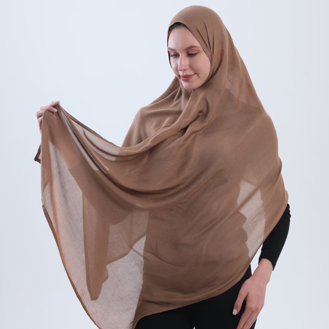 K571 Cross-border 65-color rayon modal double needle wide-edge headscarf monochrome high-quality breathable shawl scarf factory