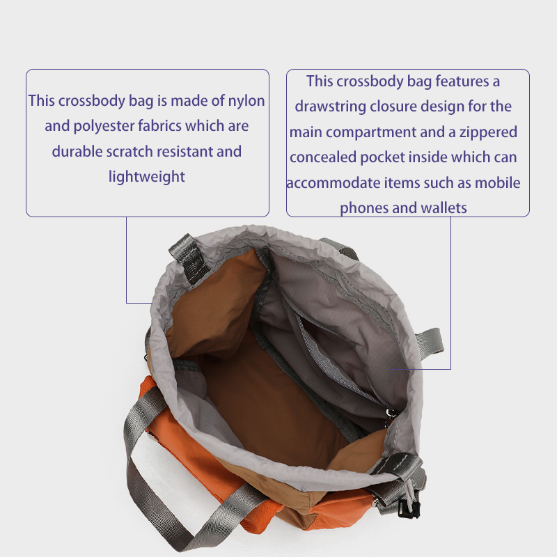 Sewafox Unisex Casual Crossbody Bag Lightweight Bucket Bag for Commuting Stylish and Versatile Shoulder Bag Nylon Tote Bag