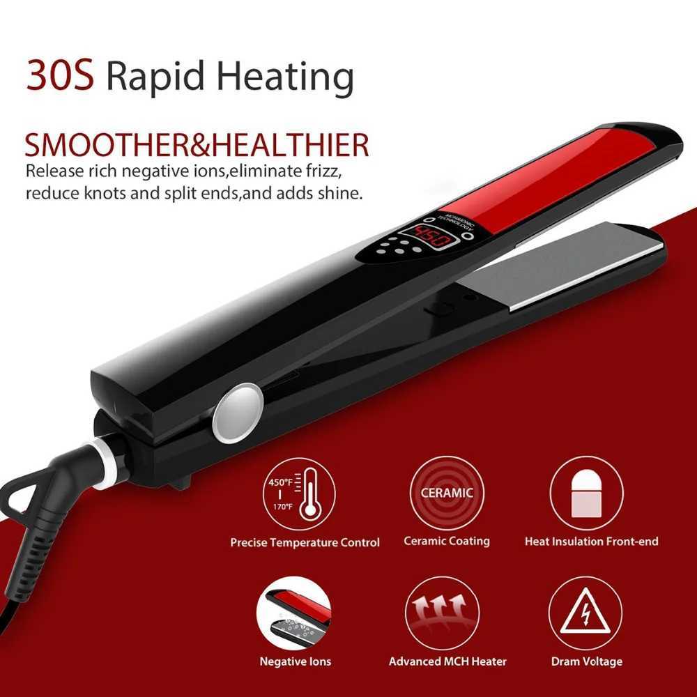 High Temperature Hair Straightener and Curler Titanium Flat Iron Professional Salon Hair Styling Tool 110V-240V Travel Home UseT251129