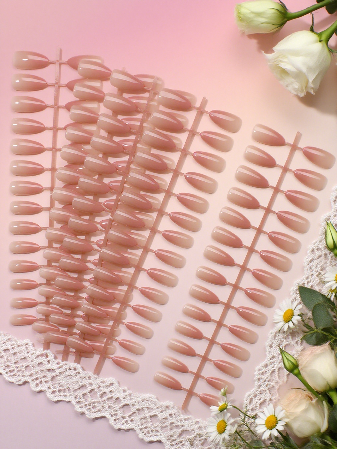 30 pieces of DIY almond-shaped press-on false nails, pink gradient smudged French press-on acrylic nails, suitable for girls and ladies as gifts and d