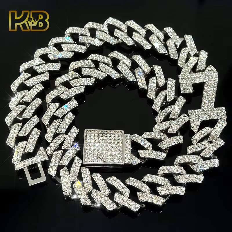 20mm 925 Sterling Silver Link Chain Necklace with Moissanite Luxury Single Row Hip Hop Jewelry for Hustlers Trendsetters