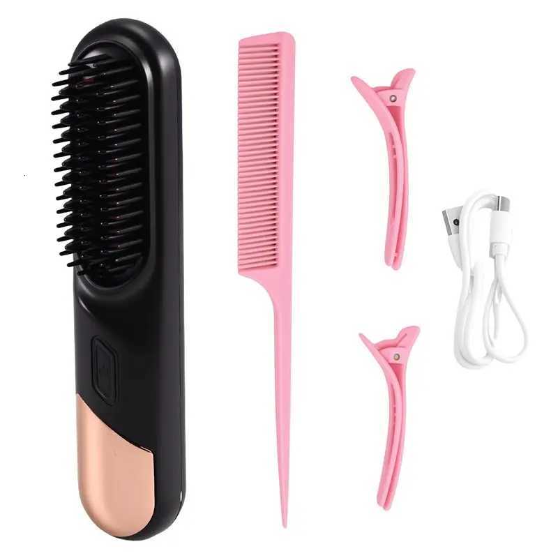 B89B-Cordless Straightener Hair Straightener Brush Fast Heated Wireless Hot Comb MultifunctionalT251129