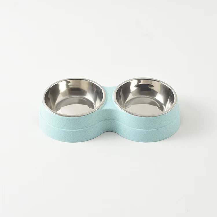 H1627 Double water bowl for pets, stainless steel dog food bowl, cat and dog water feeder in one.