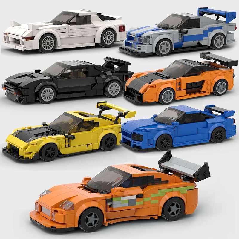 MOC F1 City Speed Sports Racing Car Building Blocks Brick R34 RX-7 Vehicle Supercar Fast Furious MK4 Supra Kids Toys J251129