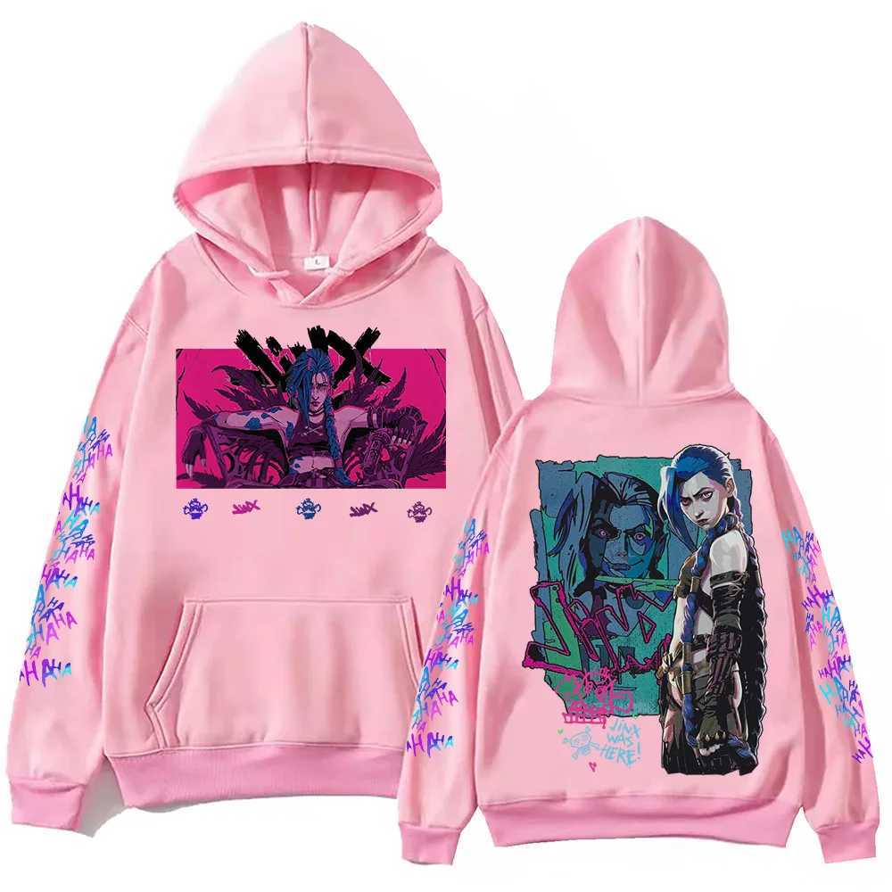 Hot Anime Jinx Arcane Hoodie Harajuku Hip Hop Zipper Top Pop Music Sportswear Fan Gift W250429
