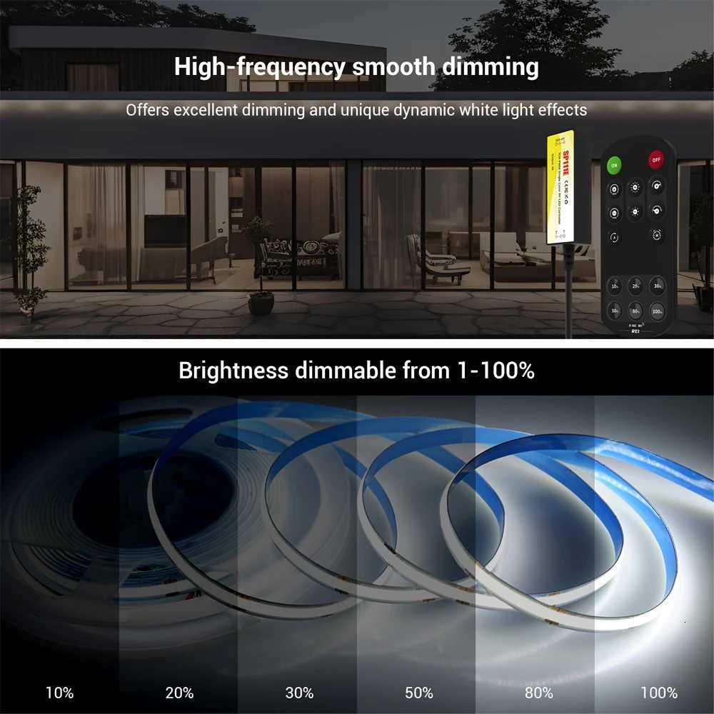 RF Remote Control COB LED Strip 12V 1m 2m 3m 4m 5m Warm White Natural Dimmable Flexible Room Kitchen Cabinet Lighting Decor KIT M251129