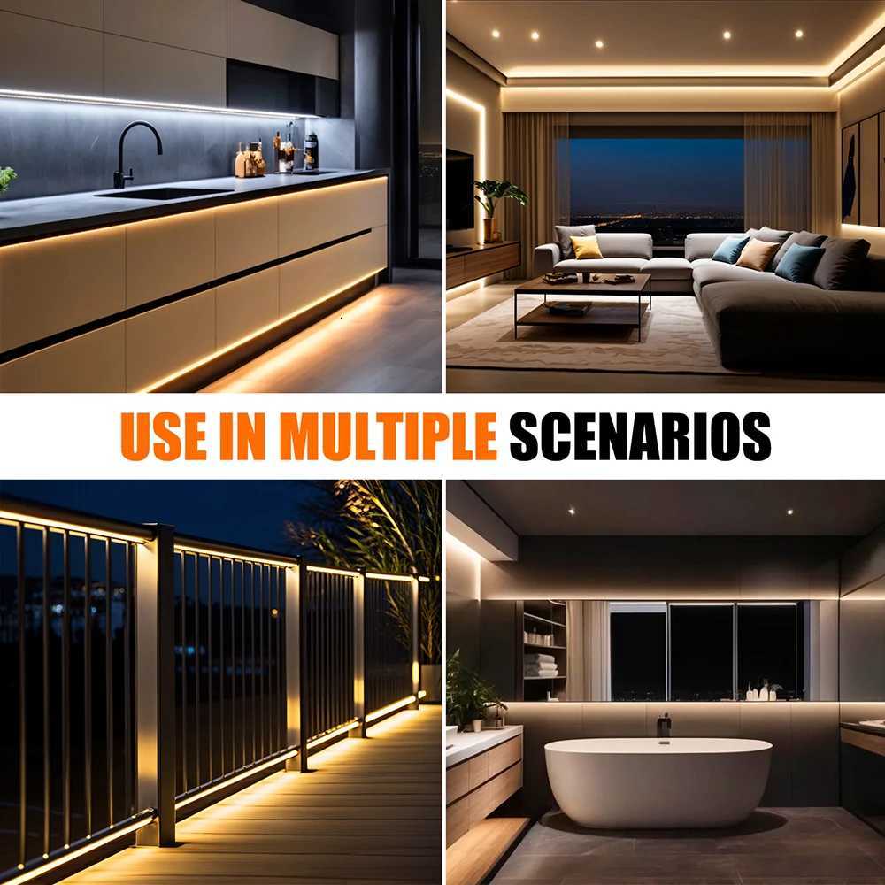 12V 24V COB LED Neon Strip Light IP68 Waterproof 320LEDs/m with 2PIN Wire DC Plug 3000K 4000K 6000K Flexible Tape Home Lighting M251129