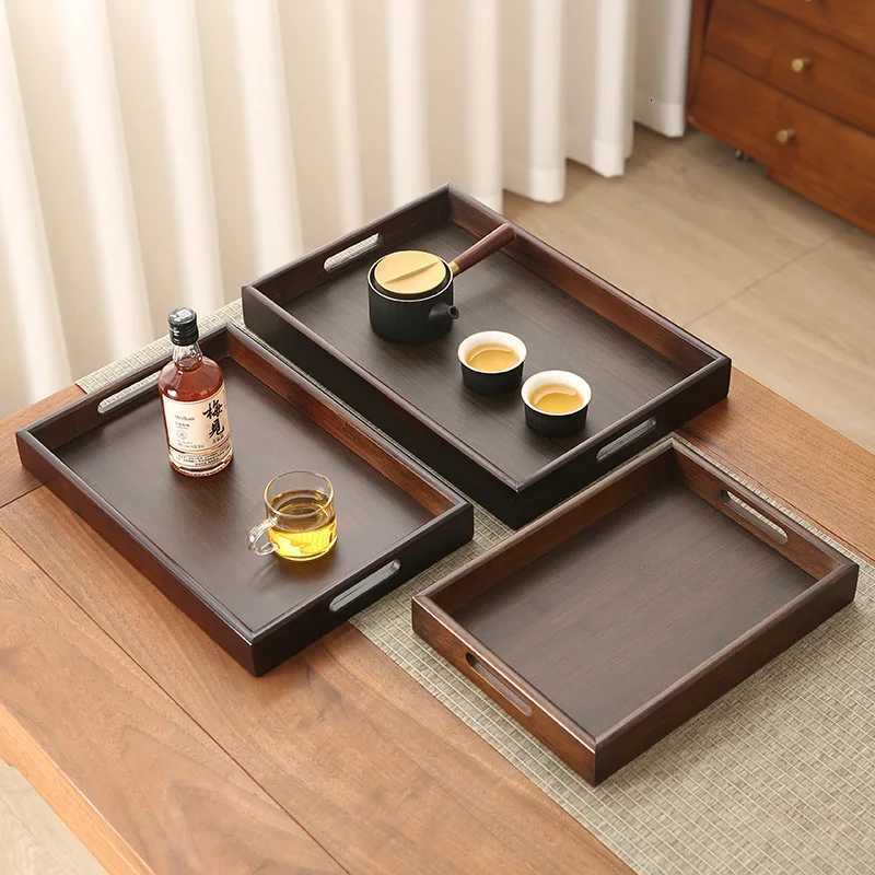 Bamboo Tray with Handle4 Sizes Japanese Style Dry Brewed Tea Tray Thickened Barbecue Bamboo Tray Home Restaurant Tea Set Tray Y251129