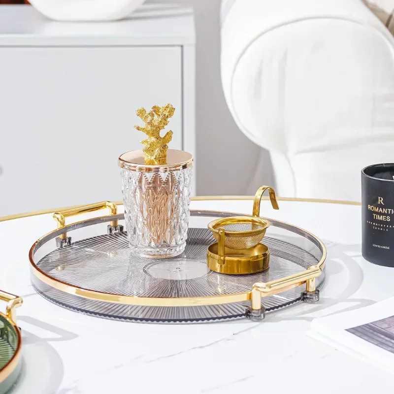 Round Storage Tray Home Living Room Coffee Table Tea Cup Storage Plate Acrylic Tray Aromatherapy Organizer Tray Home Decor Y251129