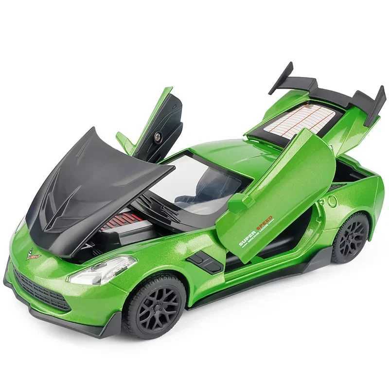 132 Corvette Supercar Model Car Metal Diecast Alloy Car Simulation Pull Back Vehicles Cars Fashion Ornament Collection Gift J251129