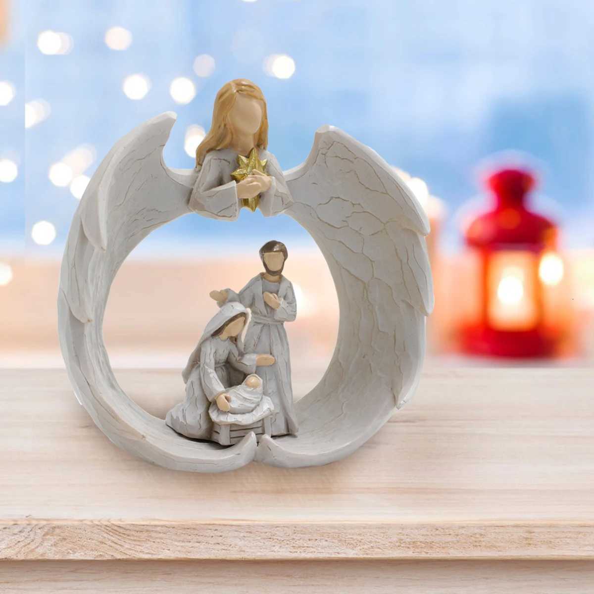 1 angel religious ornament resin handicraft angel statue suitable for various environments including desks shelves or center H251129