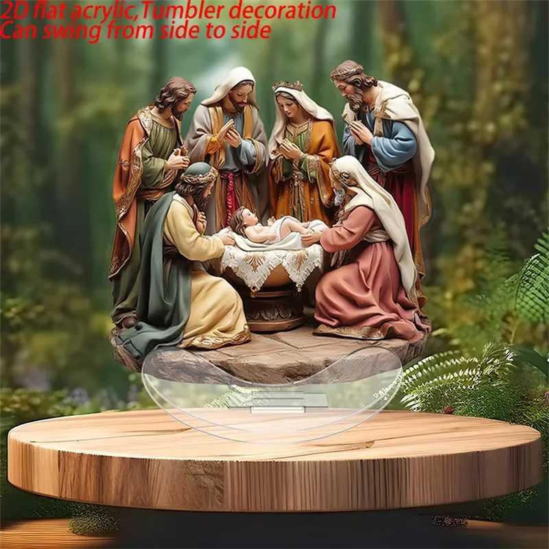 Jesus Figurine Catholic Nativity Scene/God Jesus Table Sign Religious Indoor Decoration for He H251129