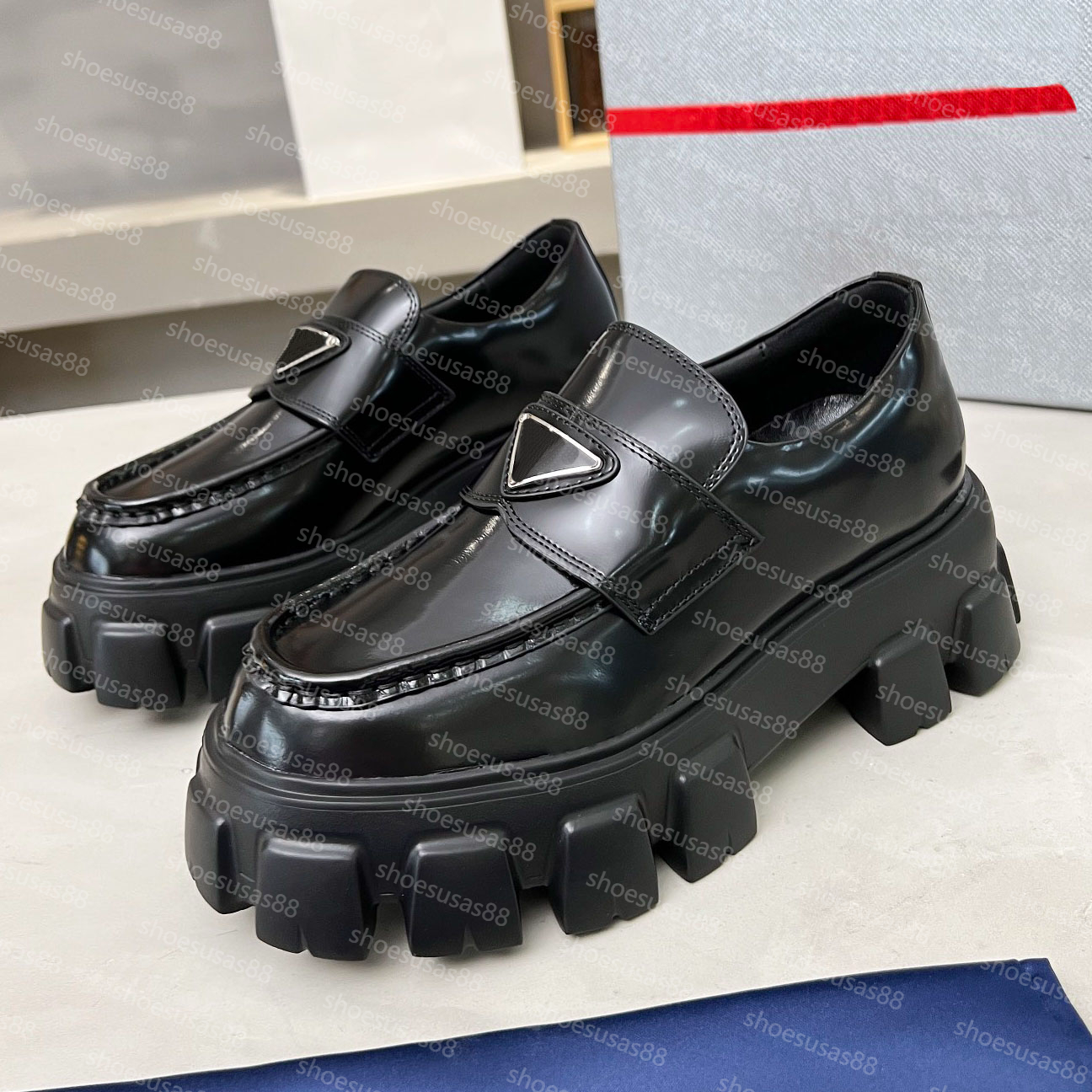 Moccasin Loafer Men Dress Shoes Designer Women Brushed Leather Loafers Platform Top Quality Double Chocolate leather loafers