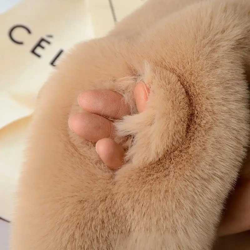 Solid Color Autumn Winter Cold Resistant Women Neck Collar Scarf Plush Cross Scarf Faux Rabbit Fur Thickened Soft Scarves XWJ112J251129