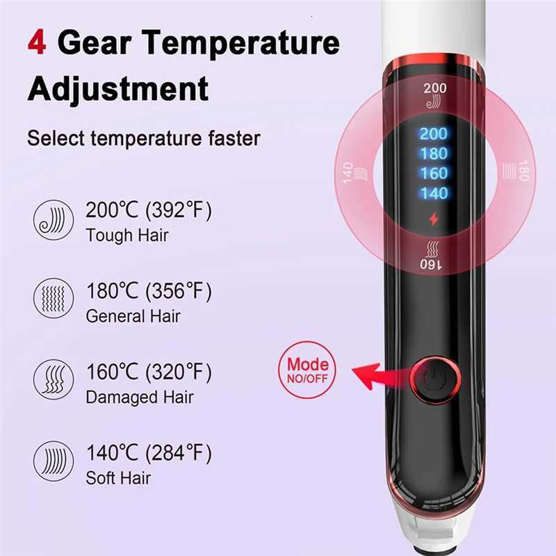 AT28-Professional Hair Straightening Iron Flat Iron Coating Fast Heating Digital Control Unit Curling FunctionT251129