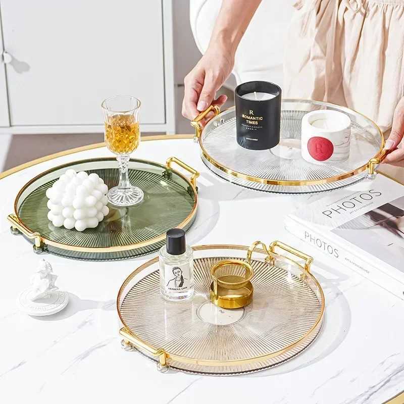 Round Storage Tray Home Living Room Coffee Table Tea Cup Storage Plate Acrylic Tray Aromatherapy Organizer Tray Home Decor New Y251129