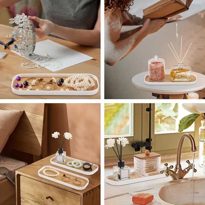 Small Bathroom Vanity Tray for Countertop Makeup Perfume Jewelry Decor Candle Keys Small Kitchen Tray for Soap Dispenser Y251129