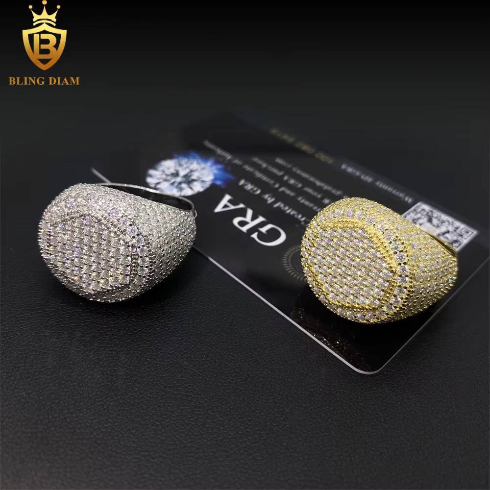 Hip Hop Jewellery 925 Sterling Silver Cuban Ring Set for Mens Vvs Large Moissanite Custom Iced Out Lab Diamond