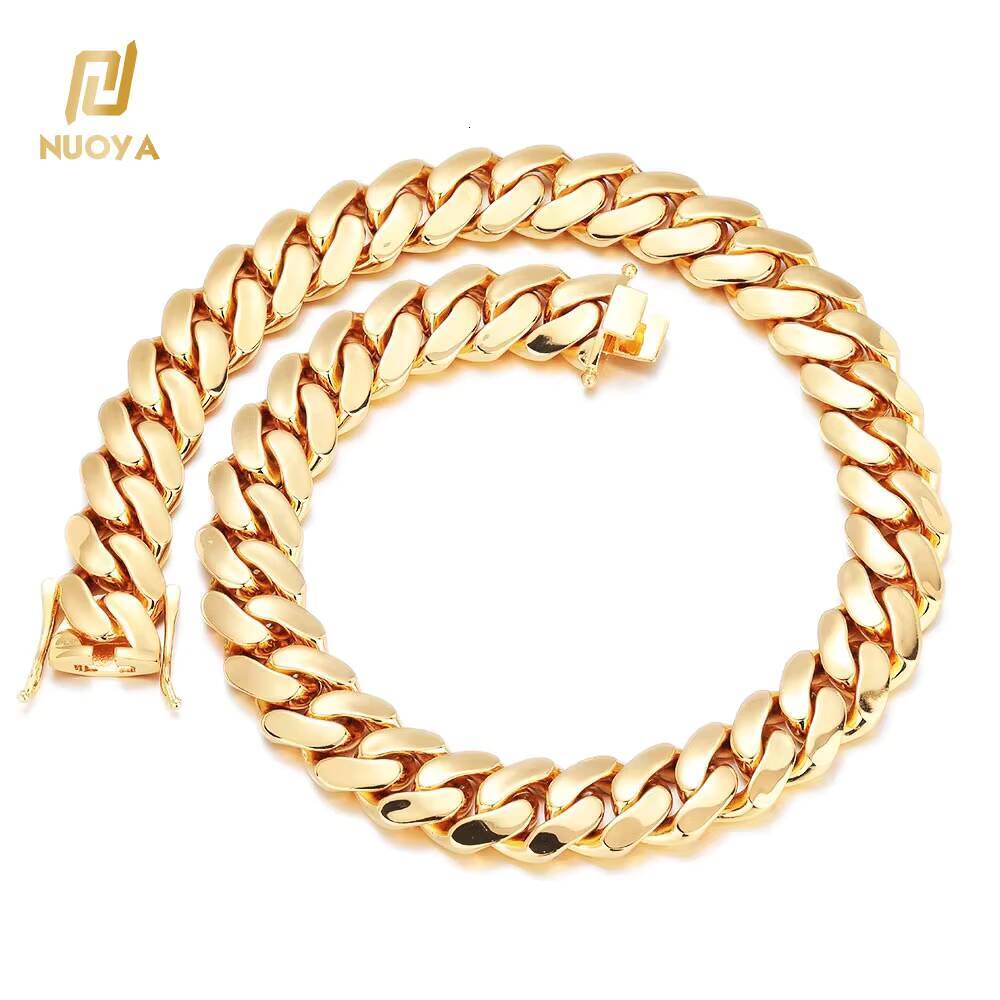 NUOYA Wholesale 22mm 18K Plated Gold Miami Cuban Link Chain Heavy Solid Cuban Chain Necklace for Men Hip Hop Fine Jewelry