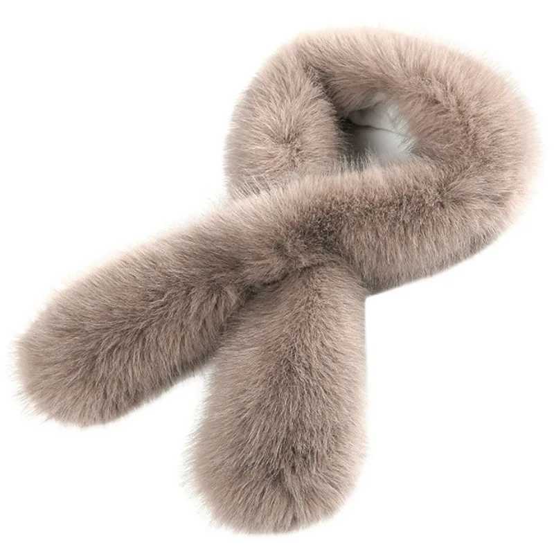 Plush Cross Scarf Faux Rabbit Fur Thickened Soft Scarves Solid Color Winter Cold Resistant Women Neck Warmer Collar ScarfJ251129