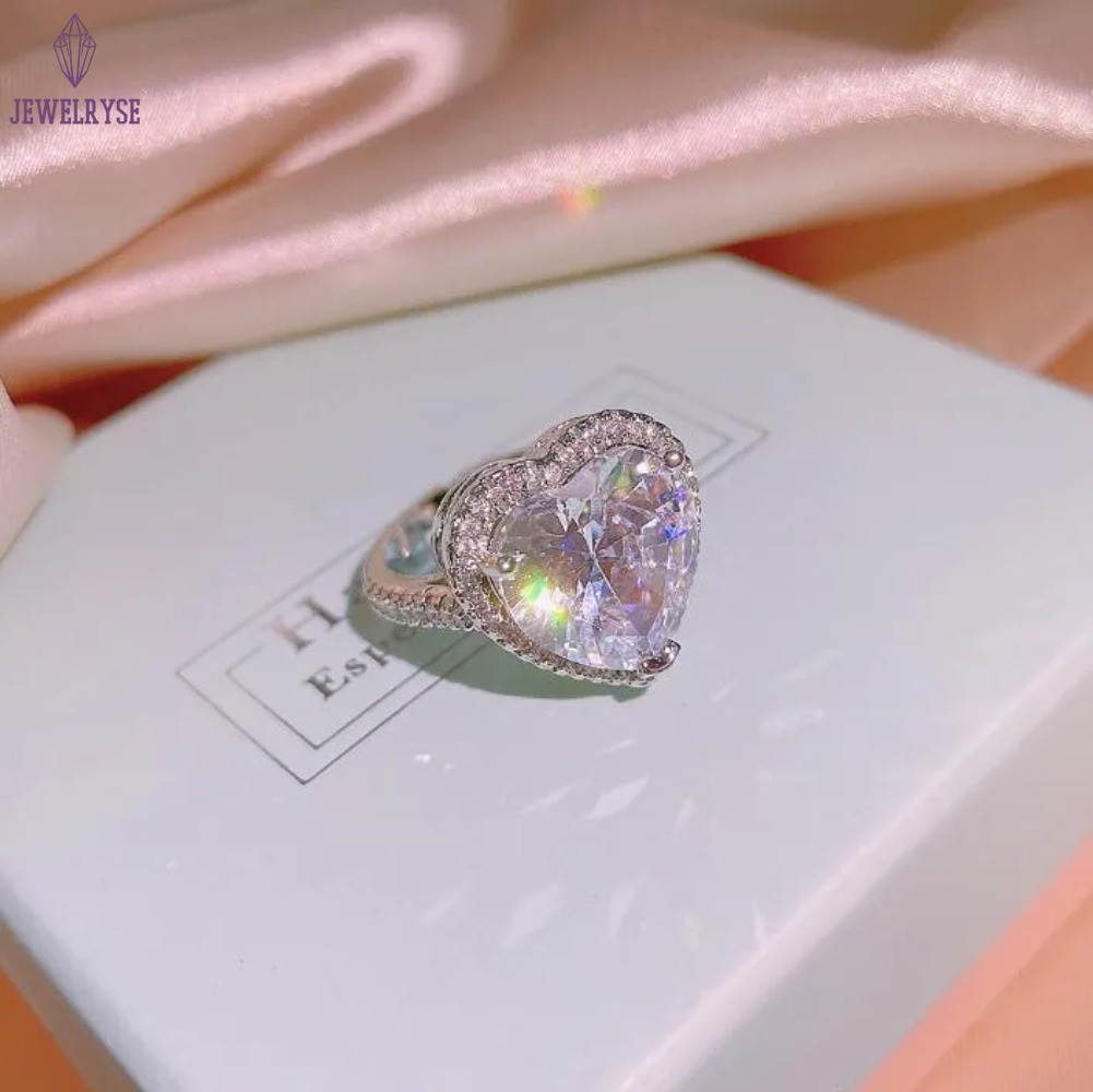 Choucong Brand Wedding Jewelry Set 925 Sterling Silver Luxury Sweet Cute Heart Pendant Pear Cut White Topaz CZ Eternity Diamond Stud Earring Women Bri