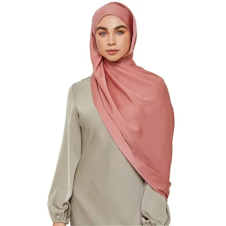 K568 New imitation silk crepe satin scarf feels soft Imitation satin scarf bullet solid color headscarf long scarf